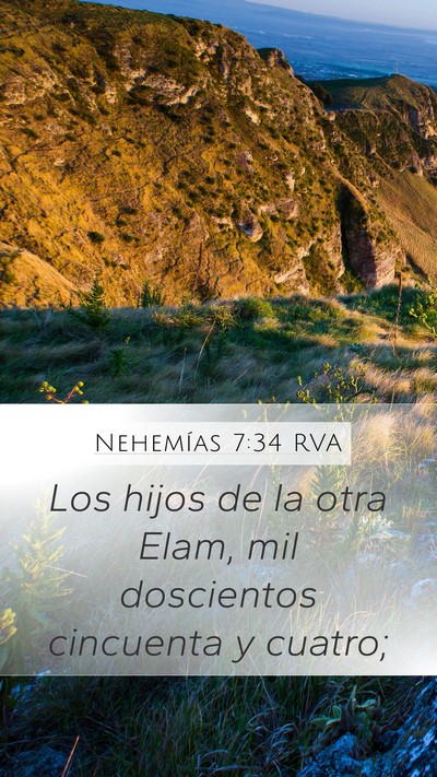 Nehemías 7:34 RVA Mobile Phone Wallpaper - Los hijos de la otra Elam, mil doscientos - Mobile Bible Verse Wallpaper