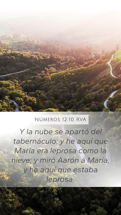 Números 12:10 RVA Mobile Phone Wallpaper - Y la nube se apartó del tabernáculo: y he aquí - Mobile Bible Verse Wallpaper