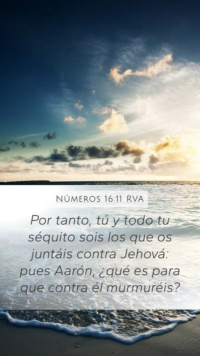 Números 16:11 RVA Mobile Phone Wallpaper - Por tanto, tú y todo tu séquito sois los que os - Mobile Bible Verse Wallpaper