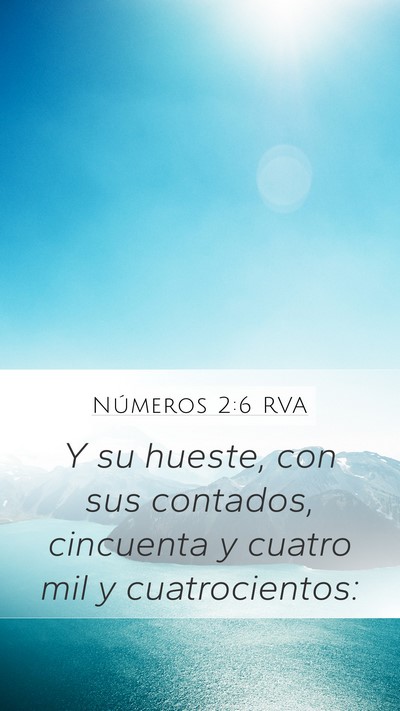 Números 2:6 RVA Mobile Phone Wallpaper - Y su hueste, con sus contados, cincuenta y cuatro - Mobile Bible Verse Wallpaper