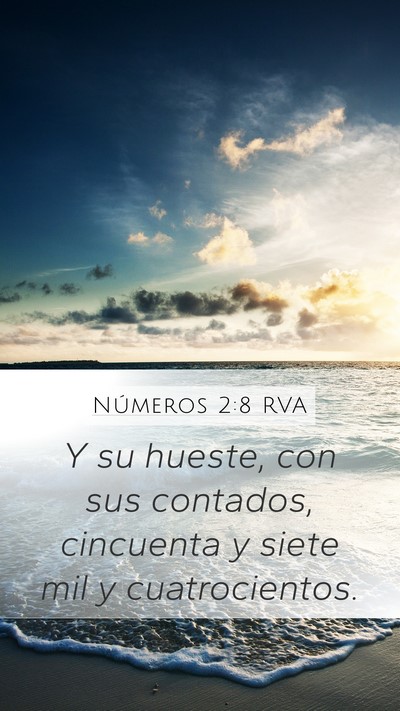 Números 2:8 RVA Mobile Phone Wallpaper - Y su hueste, con sus contados, cincuenta y siete - Mobile Bible Verse Wallpaper