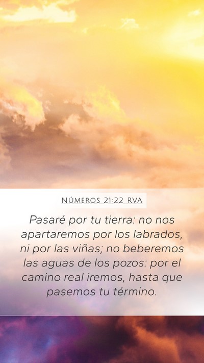 Números 21:22 RVA Mobile Phone Wallpaper - Pasaré por tu tierra: no nos apartaremos por los - Mobile Bible Verse Wallpaper