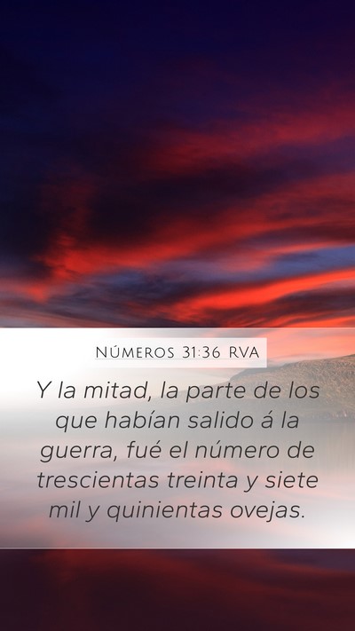 Números 31:36 RVA Mobile Phone Wallpaper - Y la mitad, la parte de los que habían salido á - Mobile Bible Verse Wallpaper