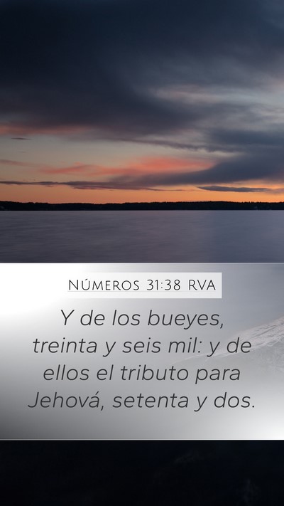 Números 31:38 RVA Mobile Phone Wallpaper - Y de los bueyes, treinta y seis mil: y de ellos - Mobile Bible Verse Wallpaper