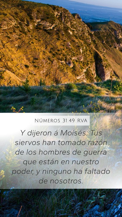 Números 31:49 RVA Mobile Phone Wallpaper - Y dijeron á Moisés: Tus siervos han tomado - Mobile Bible Verse Wallpaper