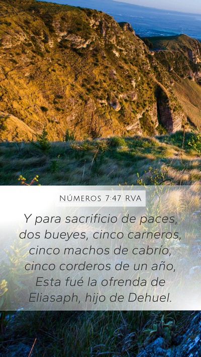 Números 7:47 RVA Mobile Phone Wallpaper - Y para sacrificio de paces, dos bueyes, cinco - Mobile Bible Verse Wallpaper