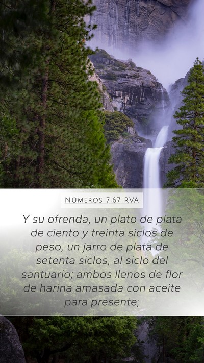 Números 7:67 RVA Mobile Phone Wallpaper - Y su ofrenda, un plato de plata de ciento y - Mobile Bible Verse Wallpaper