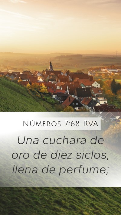 Números 7:68 RVA Mobile Phone Wallpaper - Una cuchara de oro de diez siclos, llena de - Mobile Bible Verse Wallpaper