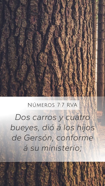 Números 7:7 RVA Mobile Phone Wallpaper - Dos carros y cuatro bueyes, dió á los hijos de - Mobile Bible Verse Wallpaper