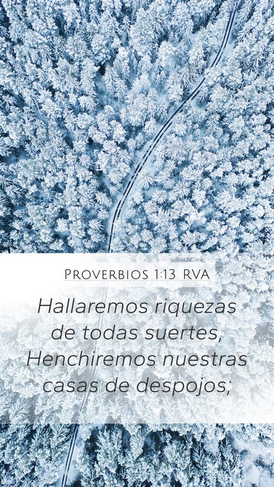 Proverbios 1:13 RVA Mobile Phone Wallpaper - Hallaremos riquezas de todas suertes, Henchiremos - Mobile Bible Verse Wallpaper