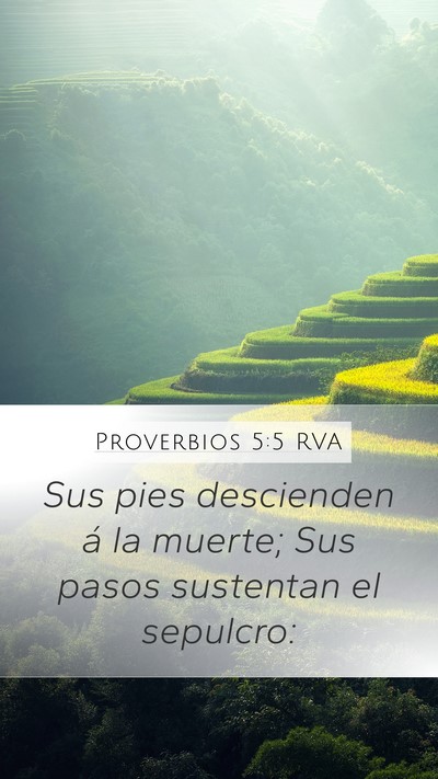 Proverbios 5:5 RVA Mobile Phone Wallpaper - Sus pies descienden á la muerte; Sus pasos - Mobile Bible Verse Wallpaper