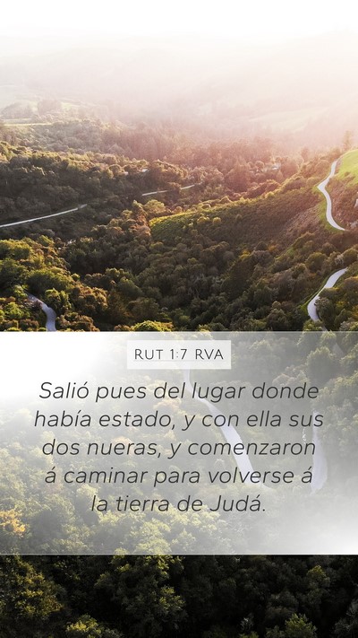 Rut 1:7 RVA Mobile Phone Wallpaper - Salió pues del lugar donde había estado, y con - Mobile Bible Verse Wallpaper