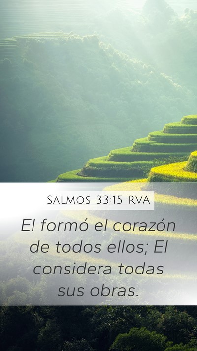 Salmos 33:15 RVA Mobile Phone Wallpaper - El formó el corazón de todos ellos; El - Mobile Bible Verse Wallpaper