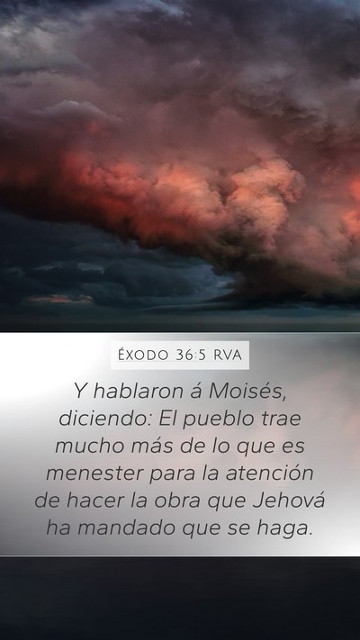 Éxodo 36:5 RVA Bible Verse Image