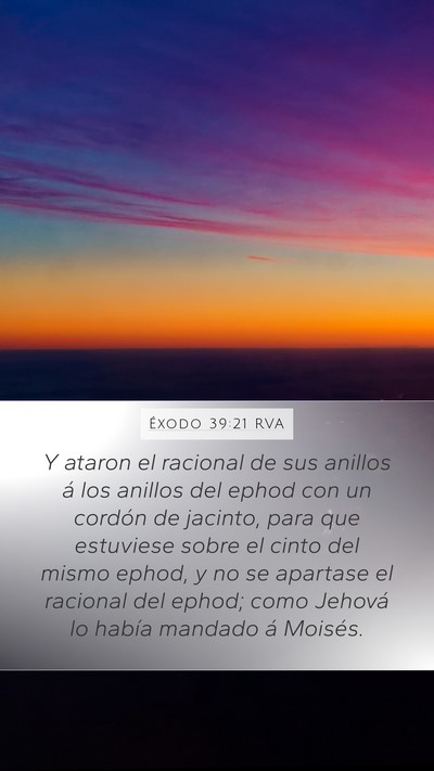 Éxodo 39:21 RVA Mobile Phone Wallpaper - Y ataron el racional de sus anillos á los - Mobile Bible Verse Wallpaper