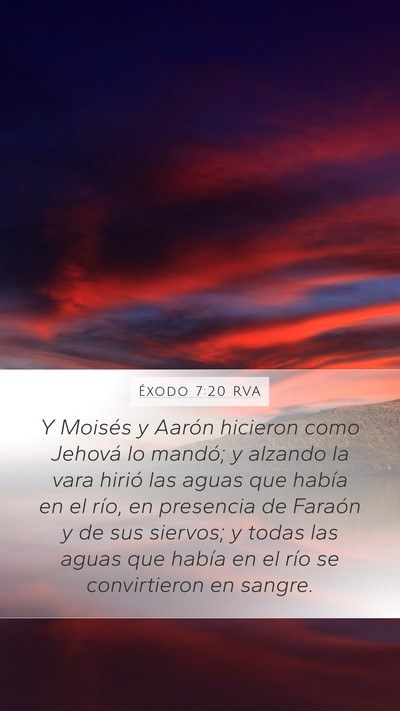 Éxodo 7:20 RVA Mobile Phone Wallpaper - Y Moisés y Aarón hicieron como Jehová lo - Mobile Bible Verse Wallpaper